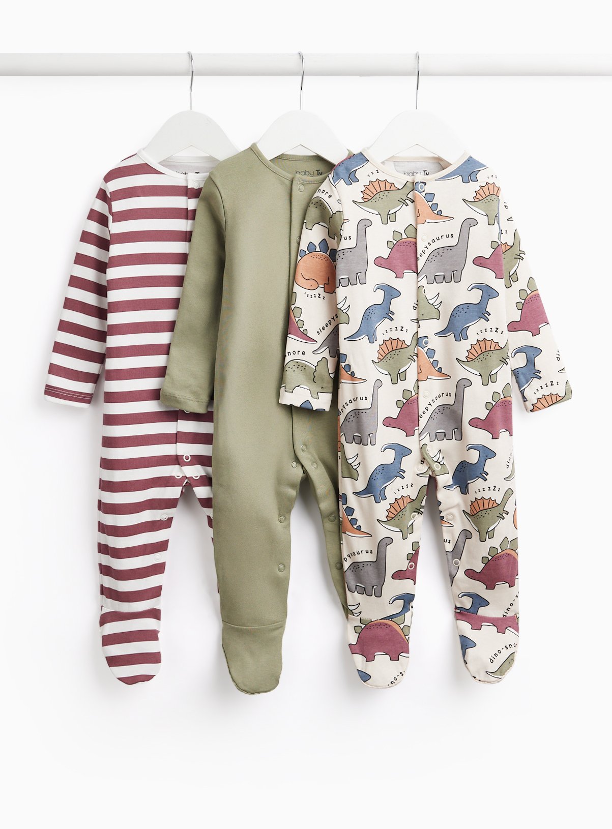 Dinosaur Sleepsuits 3-Pack 6-9 months - Image 1 thumbnail